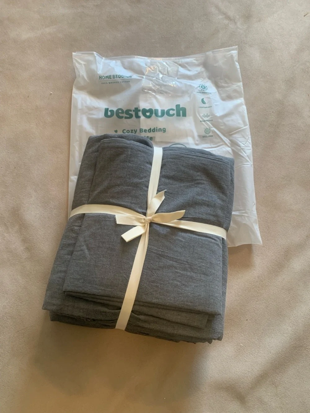 Gray Cotton Duvet Cover Set - NWT